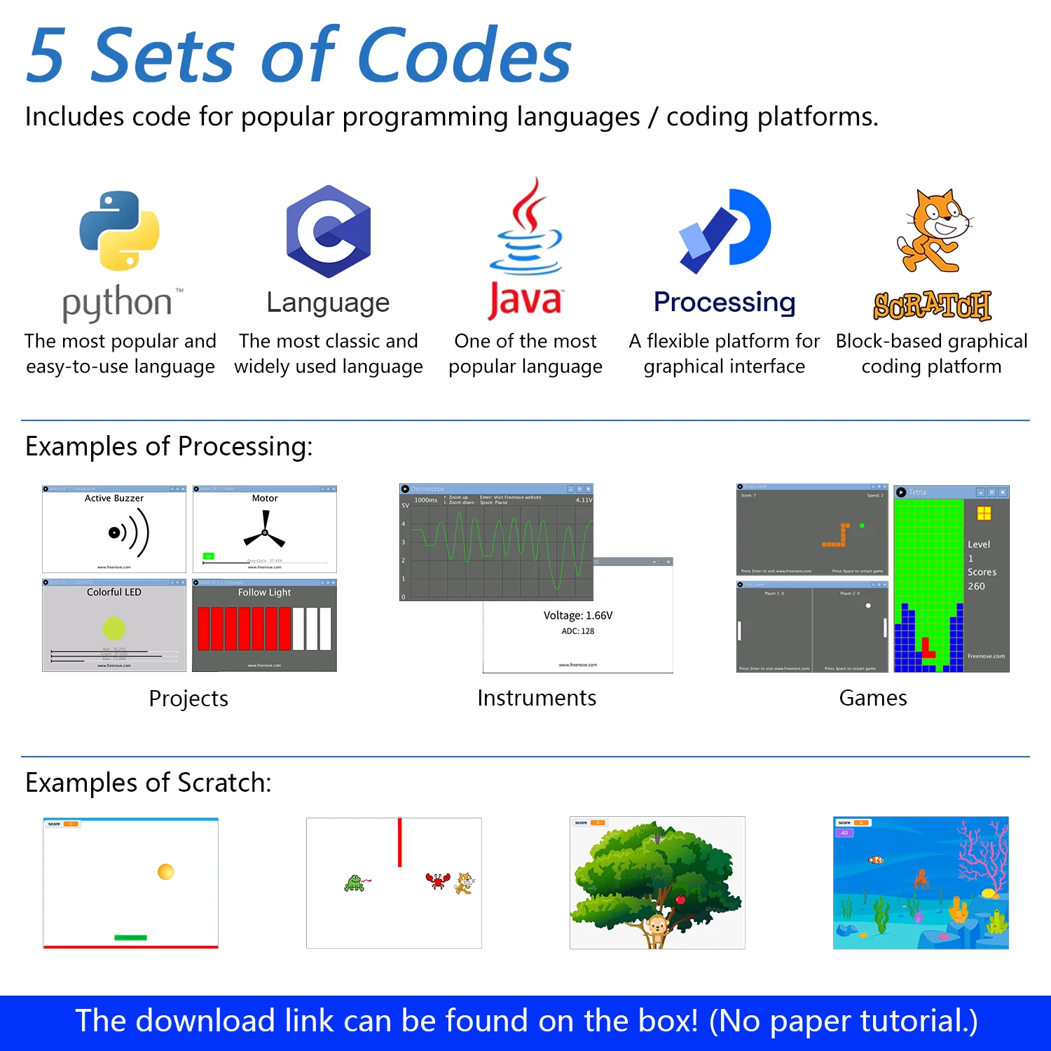 Freenove Ultimate Starter Kit for Raspberry Pi 5 4 B 3 B+ 400 Zero 2 W, 962-Page Detailed Tutorial, Python C Java Scratch Processing Code, 223 Items, 128 Projects - Image 4
