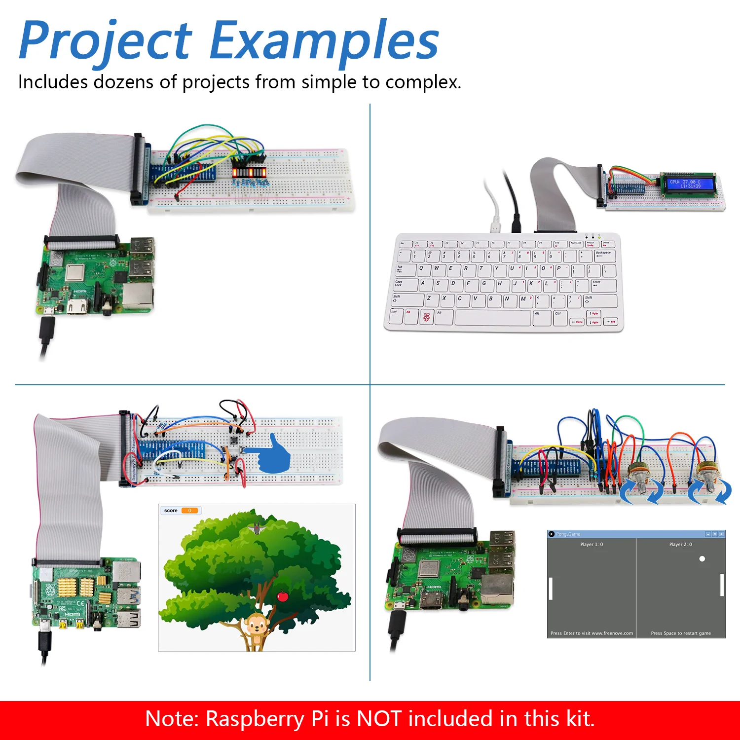 Freenove Ultimate Starter Kit for Raspberry Pi 5 4 B 3 B+ 400 Zero 2 W, 962-Page Detailed Tutorial, Python C Java Scratch Processing Code, 223 Items, 128 Projects - Image 5