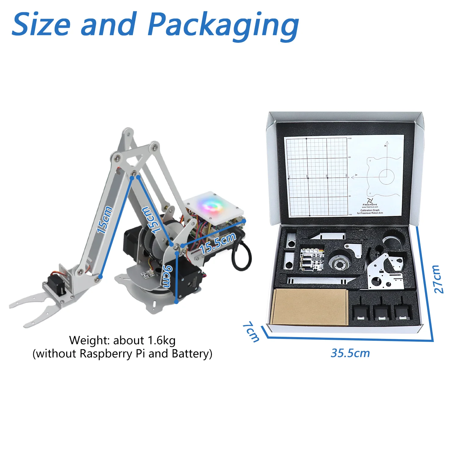 Freenove Robot Arm Kit for Raspberry Pi, High Accuracy, Stepper Motor, Metal Structure, Clamping Mode, Drawing Mode, Record and Replay, App Control - Image 7