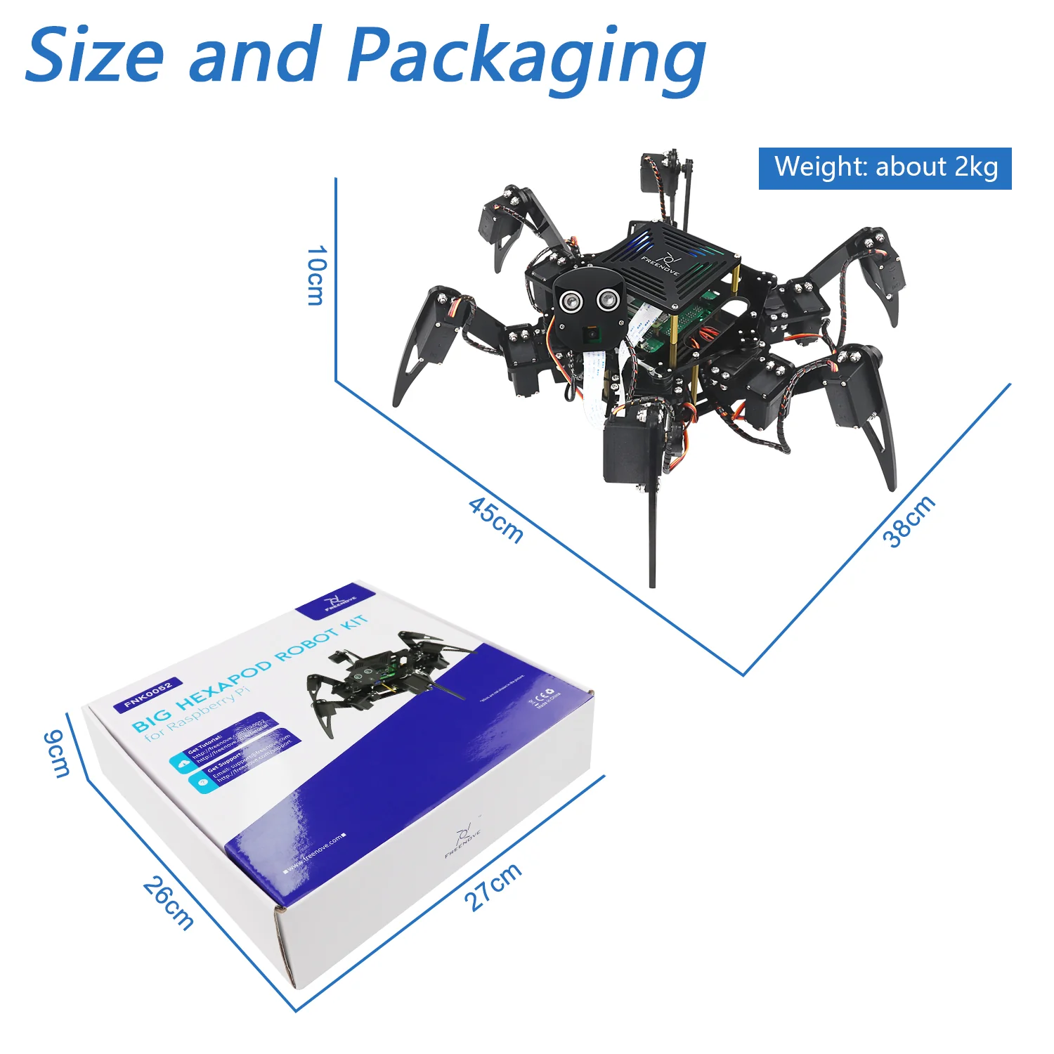 Freenove Big Hexapod Robot Kit for Raspberry Pi 5 4 B 3 B+ Zero 2 W, Walking, Self Balancing, Face Recognition, Ultrasonic Ranging, App Control, Camera, Servo - Image 7