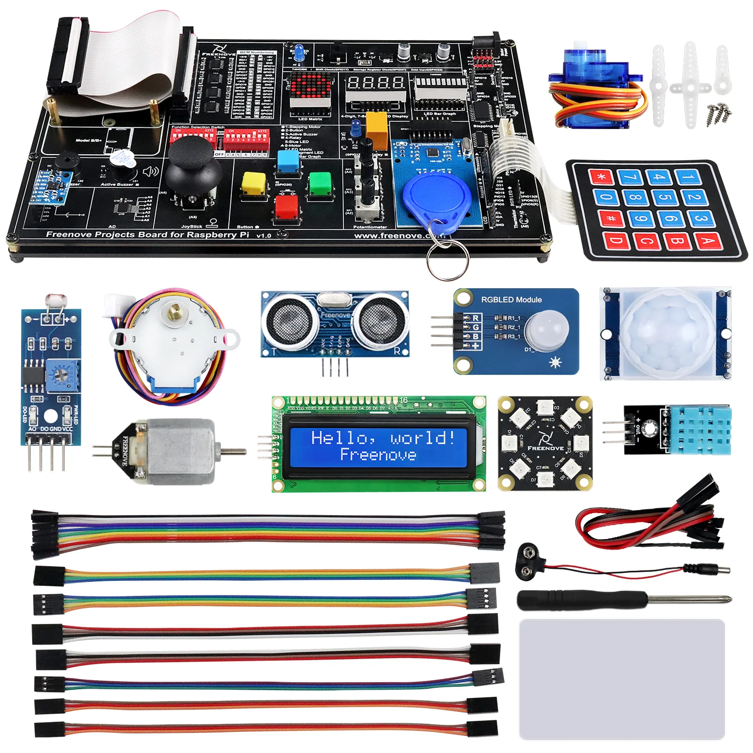 Freenove Projects Kit for Raspberry Pi 5 4 B 3 B+ 400 Zero 2 W, Simple Wiring, 860-Page Detailed Tutorial, Python C Java Scratch Processing Code, 132 Projects
