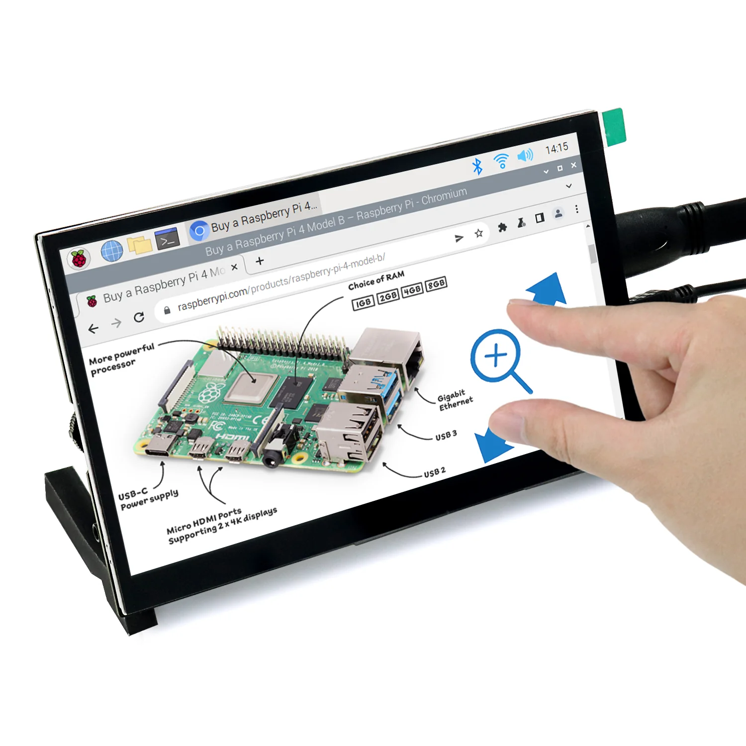 Freenove 7 Inch HDMI Touchscreen Monitor with Speaker for Raspberry Pi 5 4 Jetson Nano PC (No Shell), 1024x600 Pixel IPS Display, 5-Point Touch Capacitive Screen