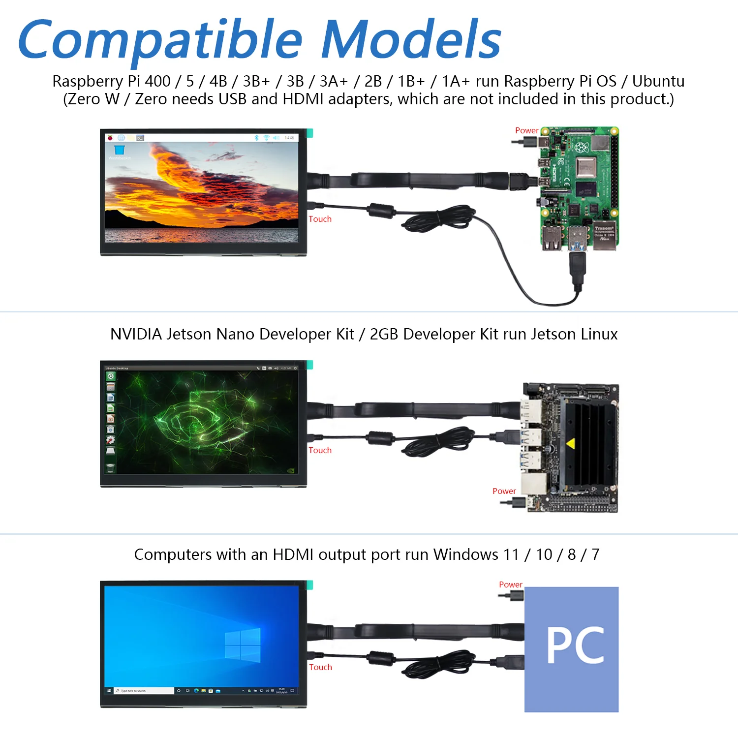 Freenove 7 Inch HDMI Touchscreen Monitor with Speaker for Raspberry Pi 5 4 Jetson Nano PC (No Shell), 1024x600 Pixel IPS Display, 5-Point Touch Capacitive Screen - Image 2