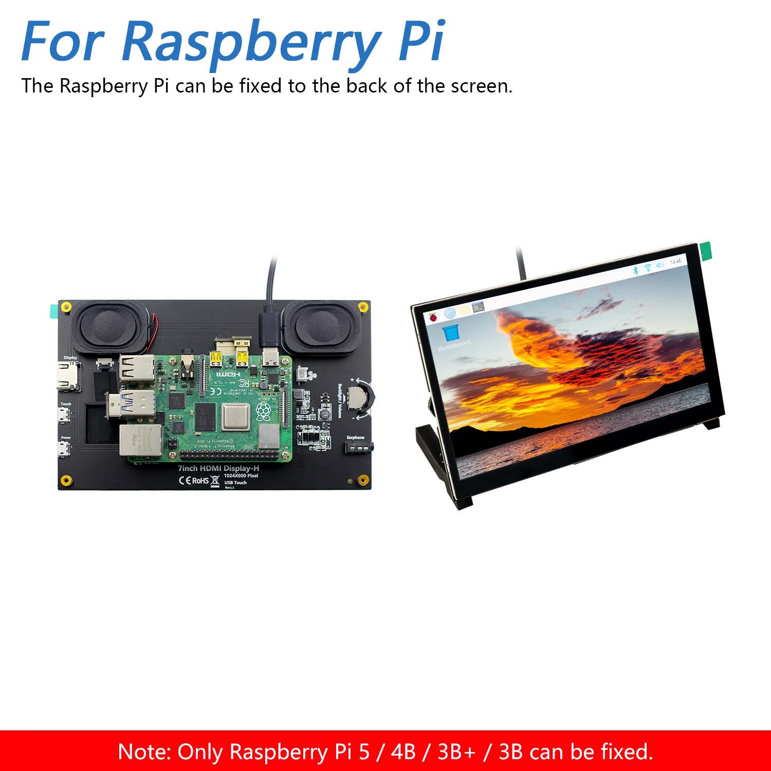 Freenove 7 Inch HDMI Touchscreen Monitor with Speaker for Raspberry Pi 5 4 Jetson Nano PC (No Shell), 1024x600 Pixel IPS Display, 5-Point Touch Capacitive Screen - Image 3