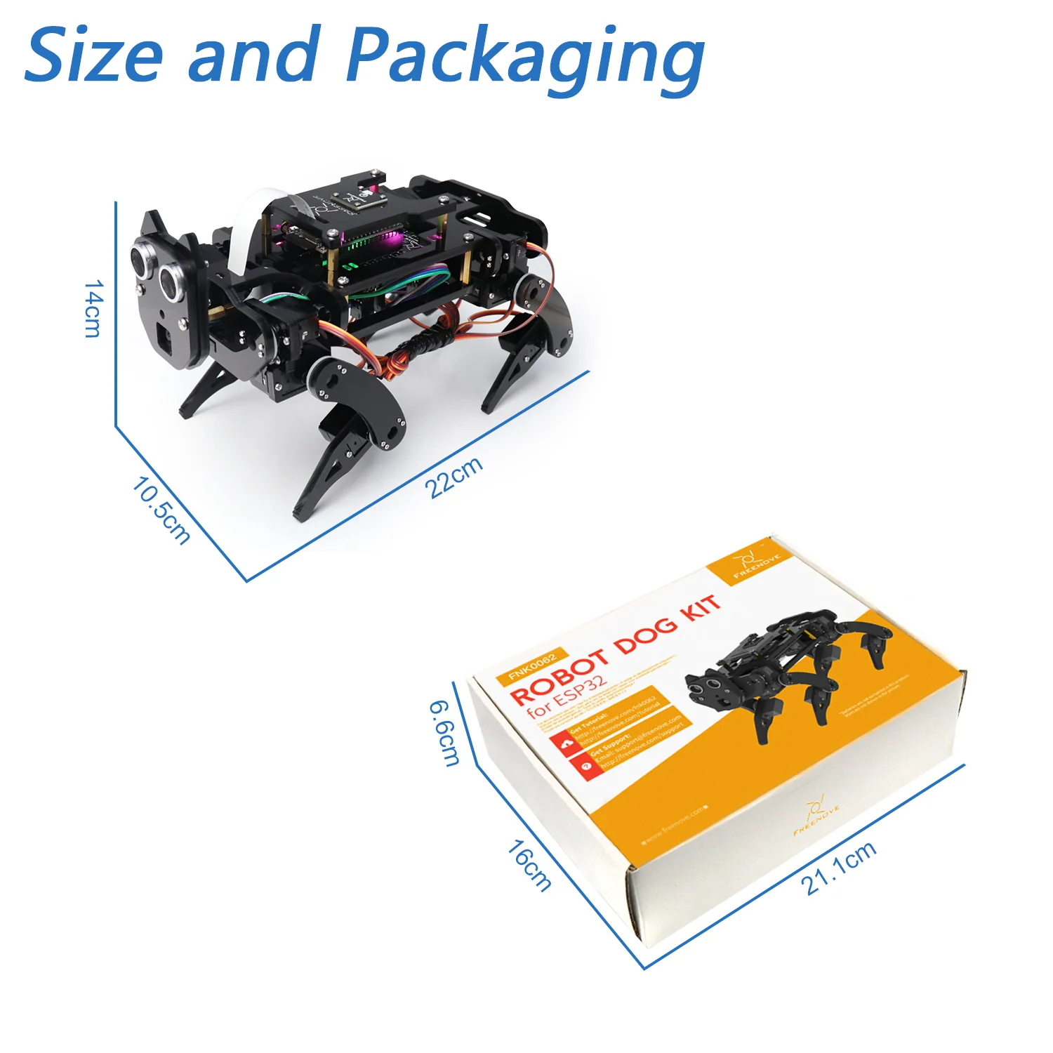 Freenove Robot Dog Kit for ESP32 CAM Camera Wi-Fi Bluetooth, Dual-core 32-bit 240 MHz Microcontroller, Walking, Touch Sensor, Ultrasonic Ranging, Buzzer, RGB LED, Servo, App - Image 7