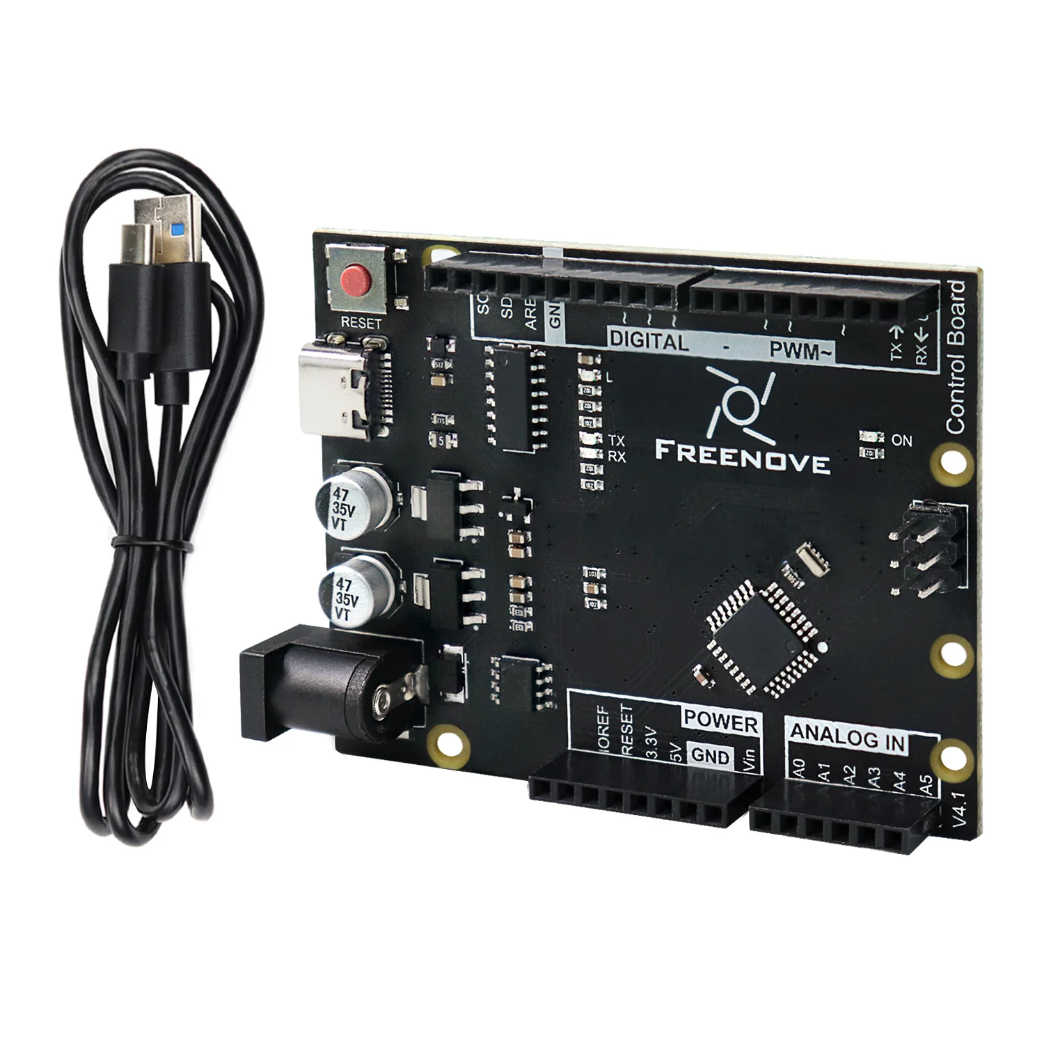 Freenove Control Board V4 (Compatible with Arduino UNO R3) with USB Type-C Interface, Detailed Tutorial, Example Projects and Code