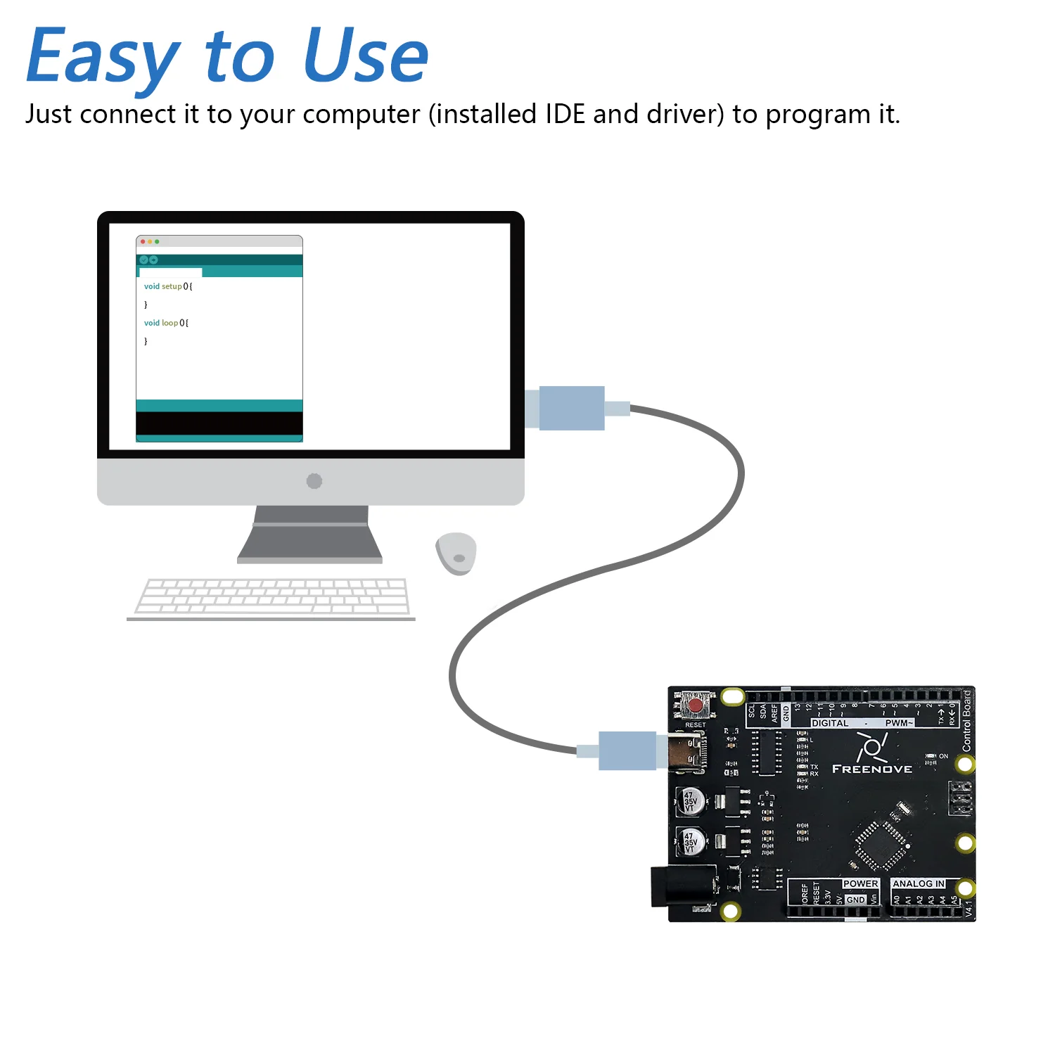 Freenove Control Board V4 (Compatible with Arduino UNO R3) with USB Type-C Interface, Detailed Tutorial, Example Projects and Code - Image 2