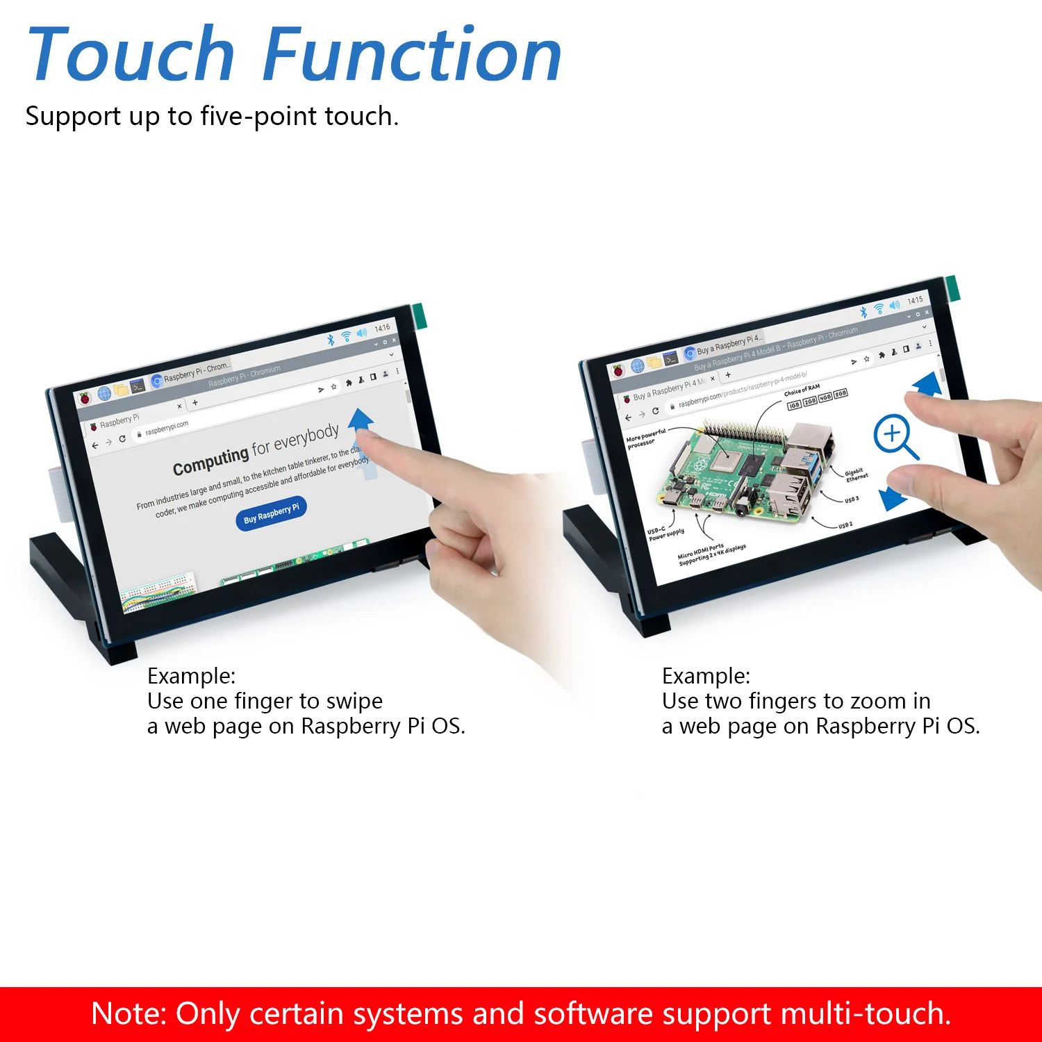 Freenove 5 / 7 Inch Touchscreen Monitor for Raspberry Pi 5 4 B 3 B+ A+, 800x480 Pixel IPS / TN Display, 5-Point Touch Capacitive Screen, Driver-Free MIPI DSI Port - Image 3