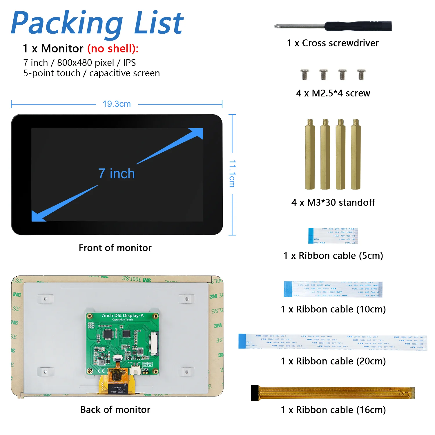 Freenove 7 Inch Touch Display for Raspberry Pi 5 4 B 3 B+ A+, 800x480 Pixel IPS Monitor, 5-Point Capacitive Touchscreen, Driver-Free MIPI DSI Port - Image 7