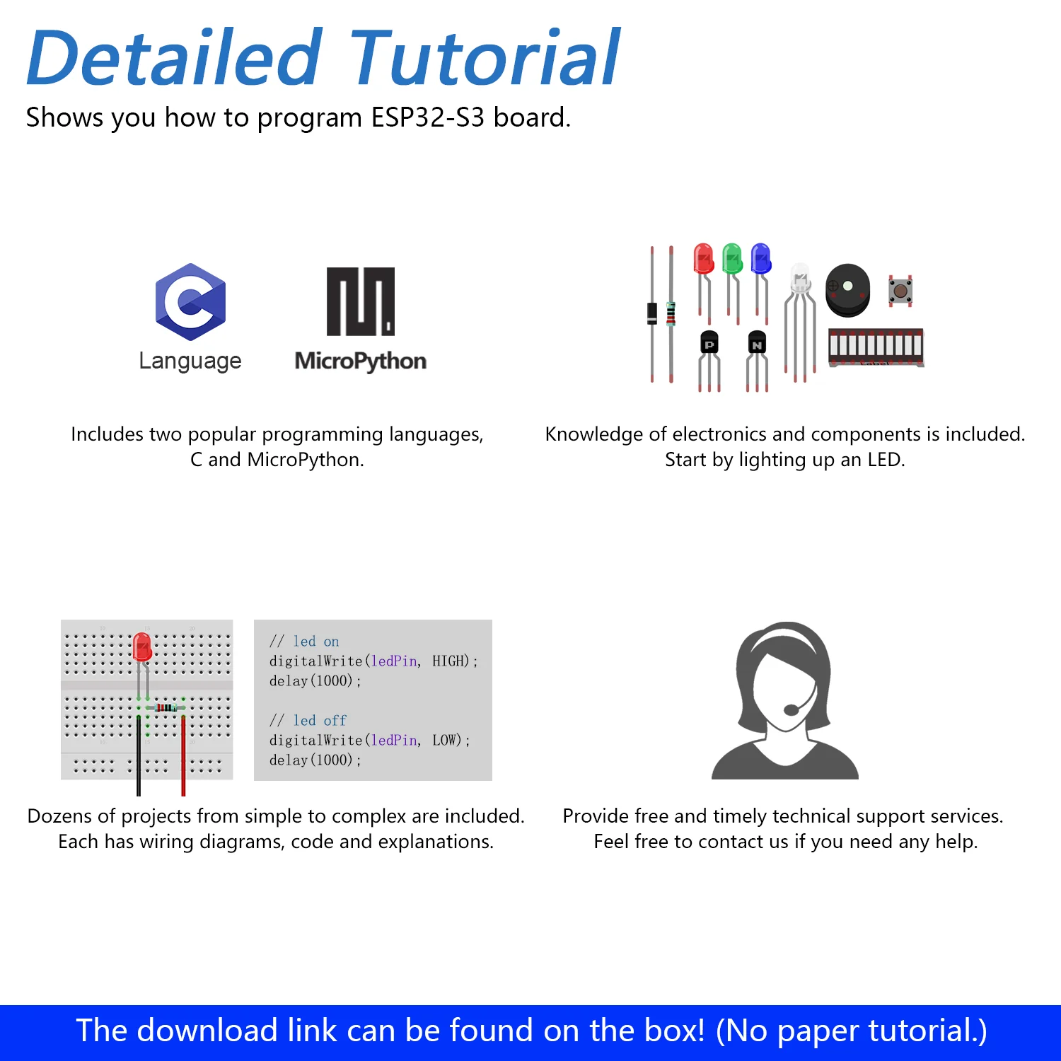 Freenove Super Starter Kit for ESP32-S3 ESP32 S3 CAM Camera Wi-Fi Bluetooth, Dual-core 32-bit 240 MHz Microcontroller, Python C Code, 539-Page Detailed Tutorial, 176 Items, 76 Projects - Image 5