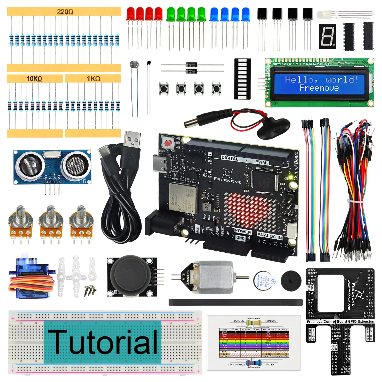 Freenove Super Starter Kit (Compatible with Arduino UNO R4 WiFi Mini), Arm Cortex-M4 Microcontroller, Onboard ESP32-S3, 305-Page Detailed Tutorial, 172 Items, 60 Projects