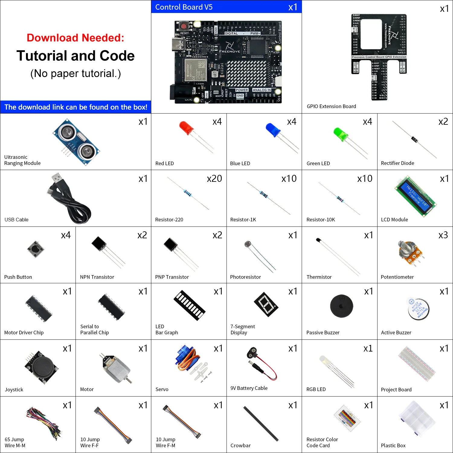 Freenove Super Starter Kit (Compatible with Arduino UNO R4 WiFi Mini), Arm Cortex-M4 Microcontroller, Onboard ESP32-S3, 305-Page Detailed Tutorial, 172 Items, 60 Projects - Image 2