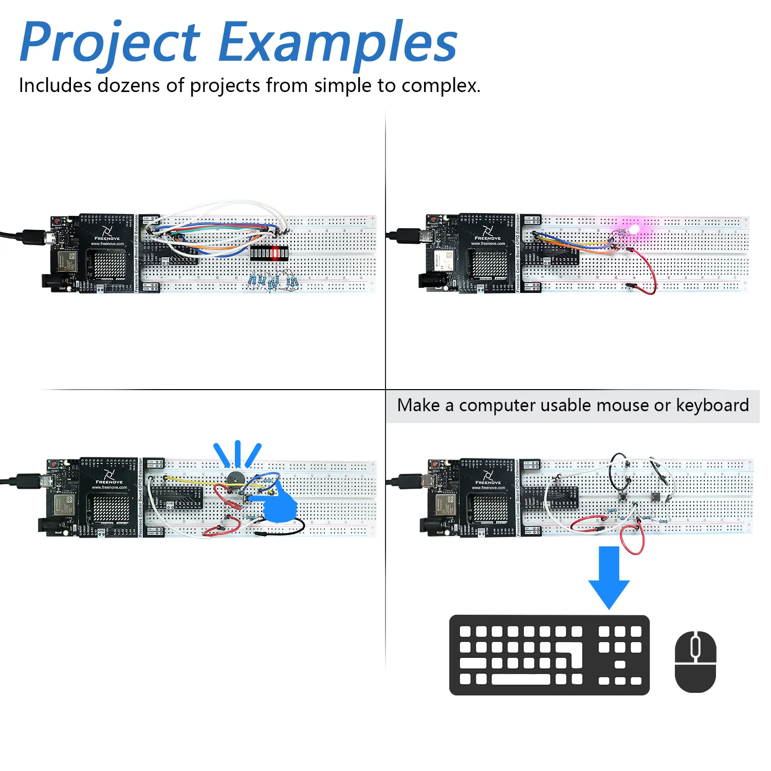 Freenove Basic Starter Kit (Compatible with Arduino UNO R4 WiFi Mini), Arm Cortex-M4 Microcontroller, Onboard ESP32-S3, 179-Page Detailed Tutorial, 140 Items, 34 Projects - Image 4