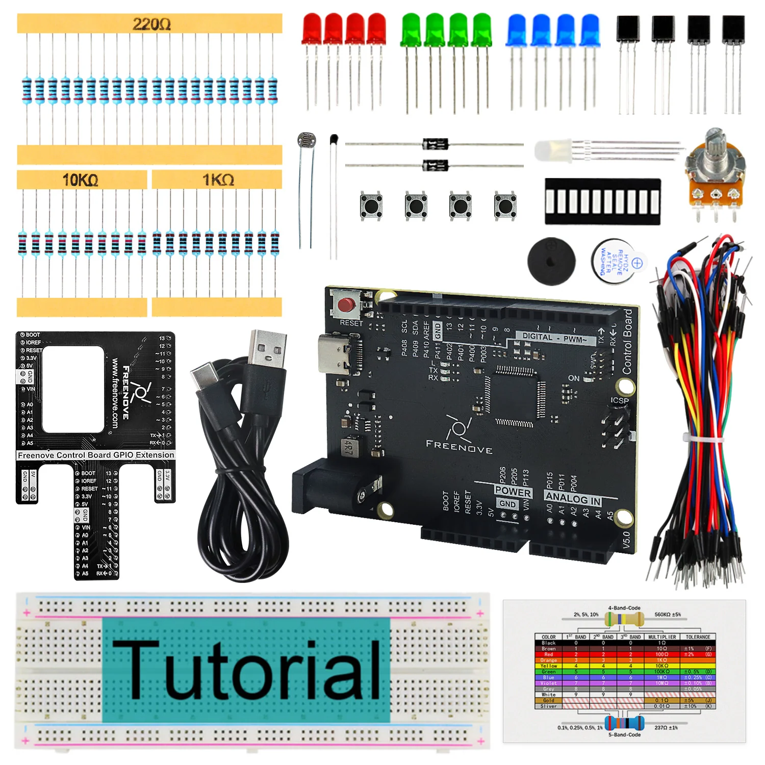 Freenove Basic Starter Kit (Compatible with Arduino UNO R4 WiFi Mini), Arm Cortex-M4 Microcontroller, Onboard ESP32-S3, 179-Page Detailed Tutorial, 140 Items, 34 Projects - Image 8