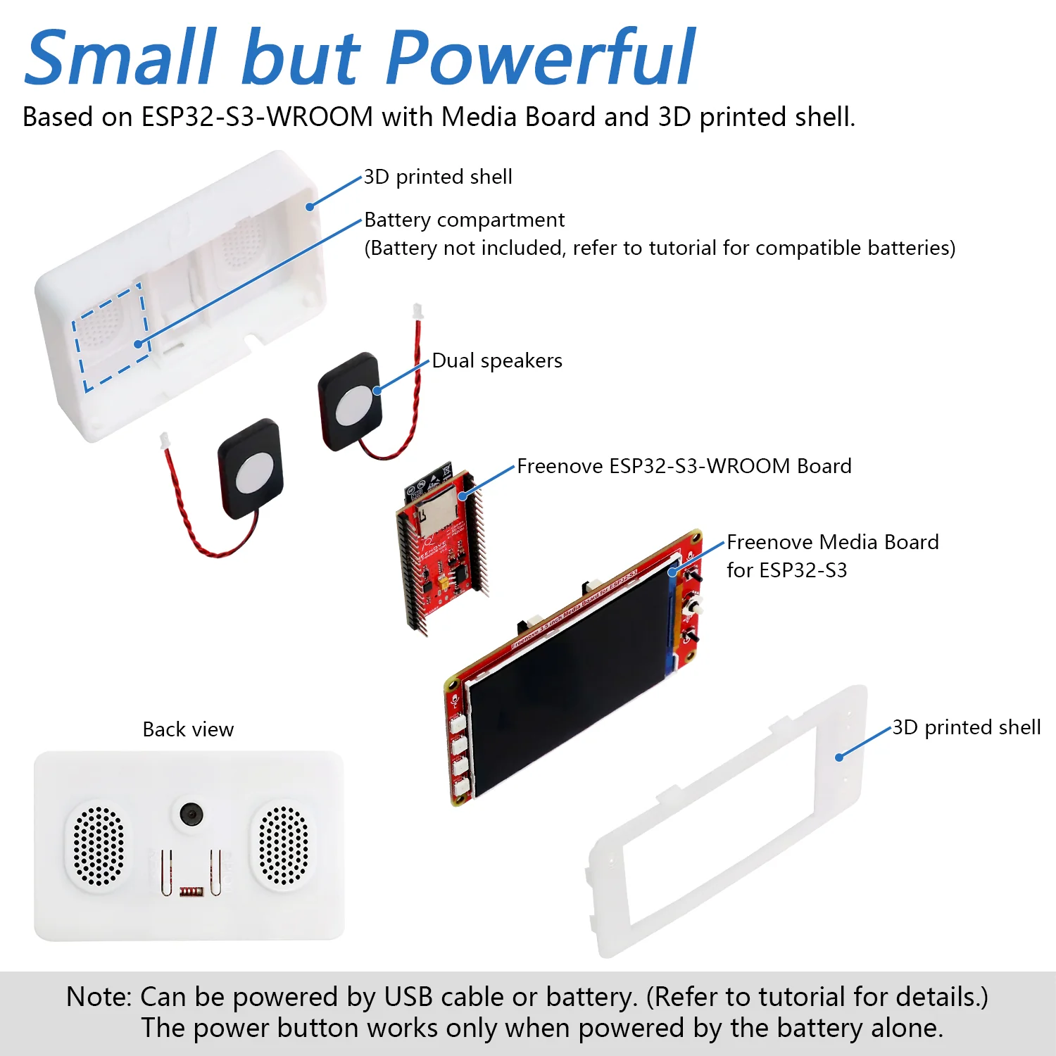 Freenove Media Kit for ESP32-S3 ESP32 S3 CAM Camera Wi-Fi Bluetooth, OpenAI / XiaoZhiAI, Dual-core 32-bit 240 MHz Microcontroller, Screen Dual Speakers Dual Microphones, Tutorial Code - Image 3