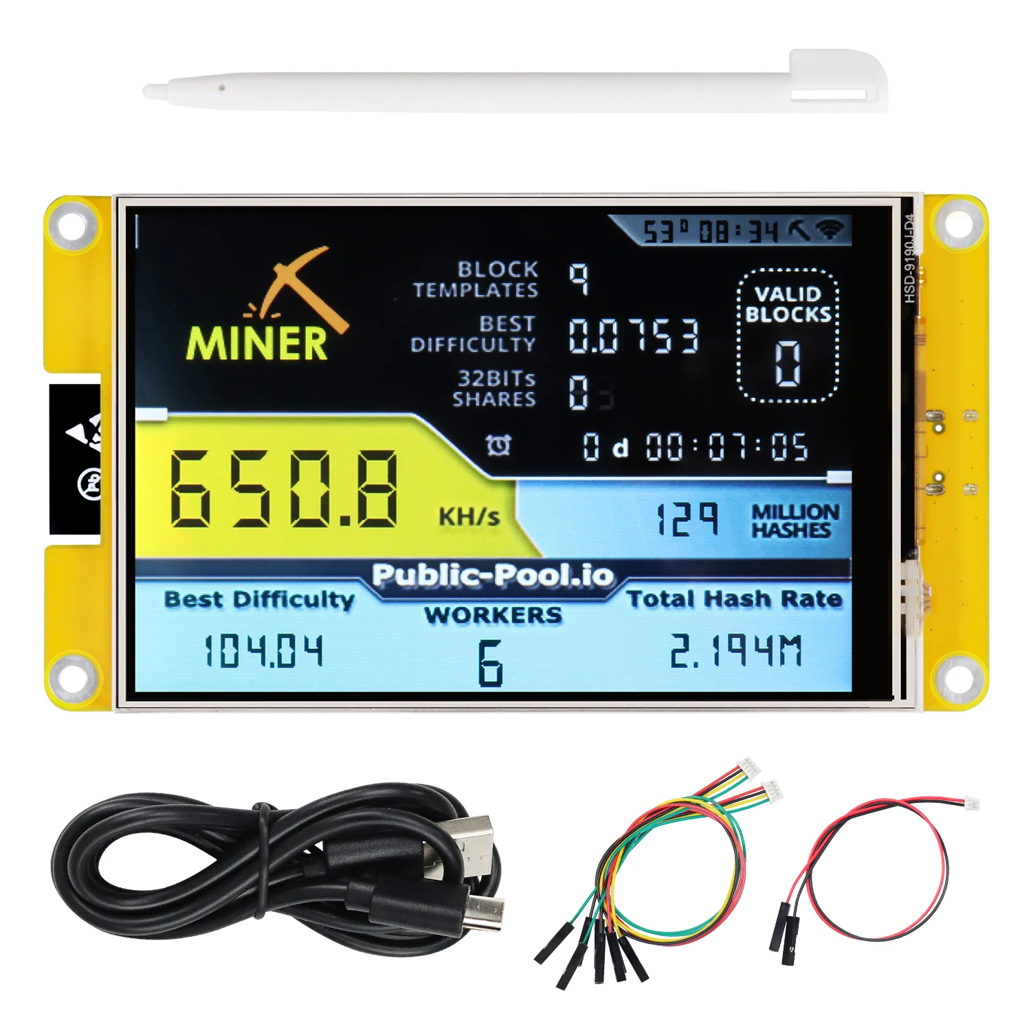 Freenove Bitcoin Miner Solo Lottery Miner, ESP32 CYD 2.8 3.2 3.5 4.0 Inch Touch Display, Dual-core 32-bit 240 MHz Microcontroller WiFi BT Programmable, Code Tutorial - Image 9