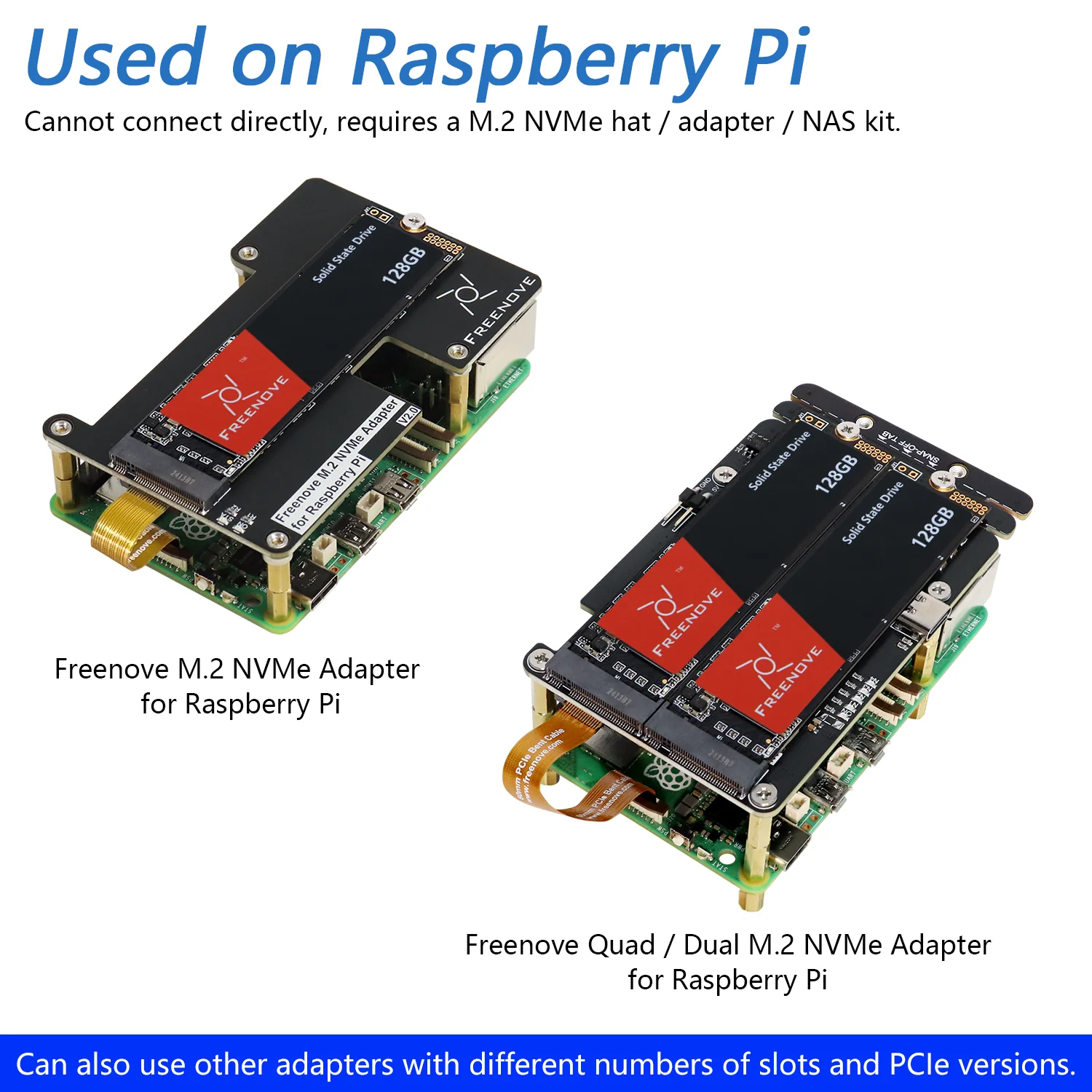 Freenove 128GB 256GB 512GB 1TB M.2 NVMe SSD for Raspberry Pi 5 HAT Adapter NAS Kit, Solid State Drive, Size 2280, PCIe 2.0 / 3.0 - Image 7