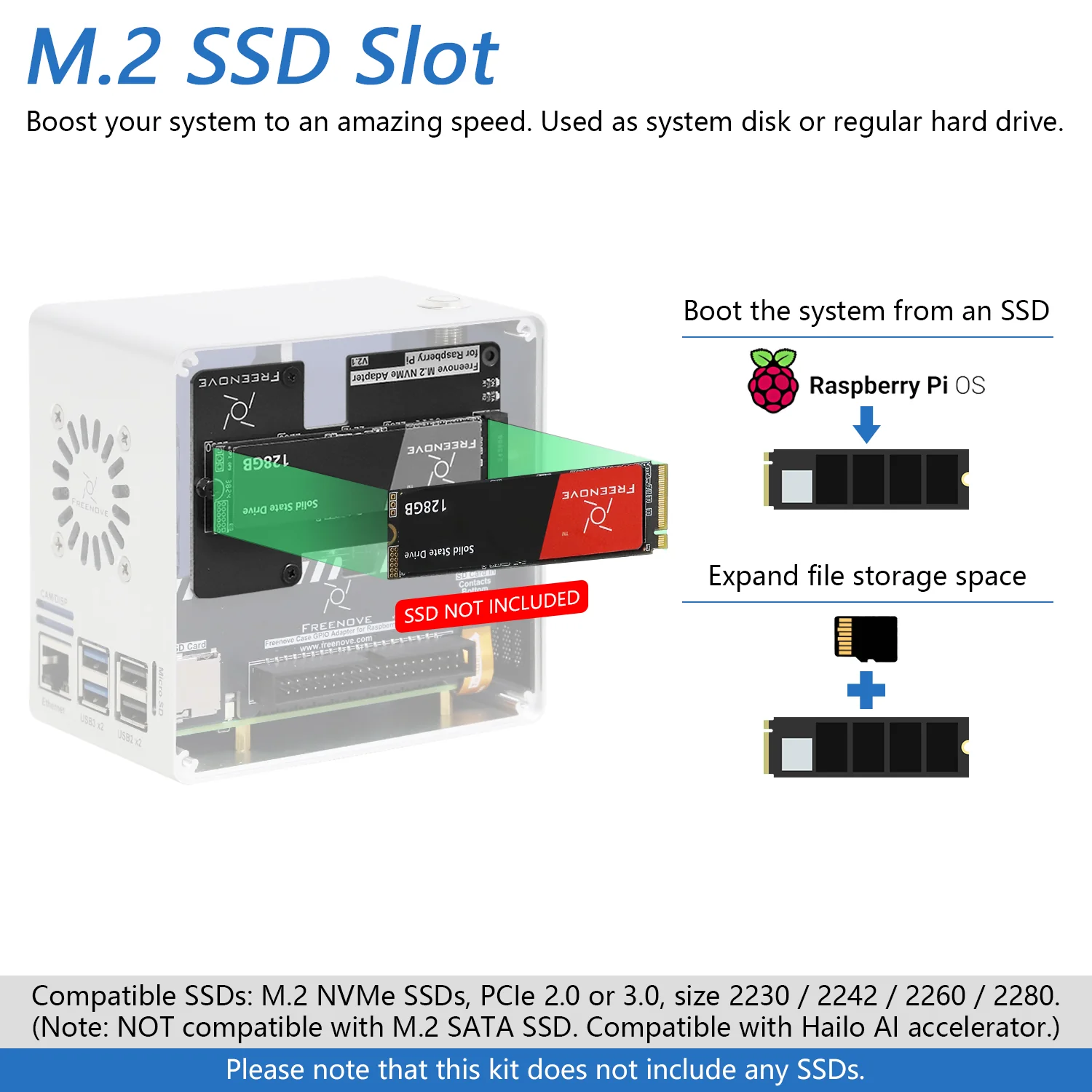 Freenove Raspberry Pi 5 Case Mini, 1/2 M.2 NVMe SSD Slots, PWM ARGB Fans Light Sync, Tower Cooler, Power Button, Setup Software - Image 7