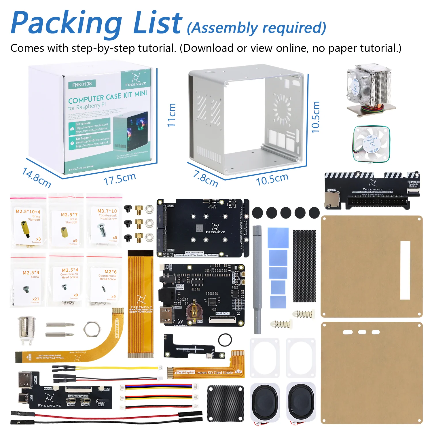 Freenove Raspberry Pi 5 Mini Case, 2/4 M.2 NVMe SSD Slots, PWM ARGB Fans Light Sync, Stereo Speakers, 3.5 mm and Optical Audio - Image 6